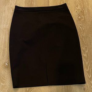 Banana Republic Black Cotton Stretch Front-slit Pencil Knee-length Skirt, Size 4